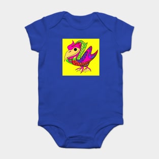 pelican bird in mayan pattern ecopop Baby Bodysuit